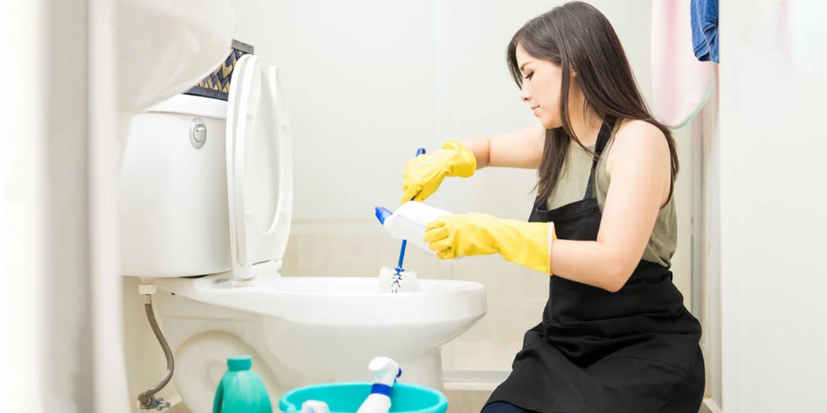 cleaning bathroom