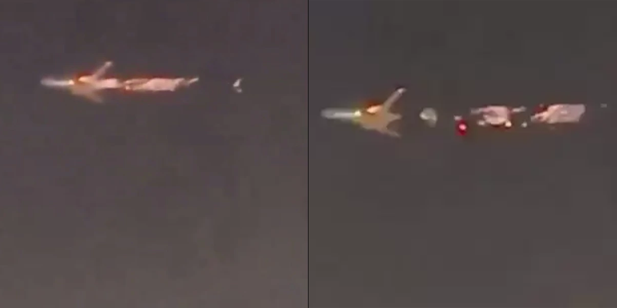 plane catches fire