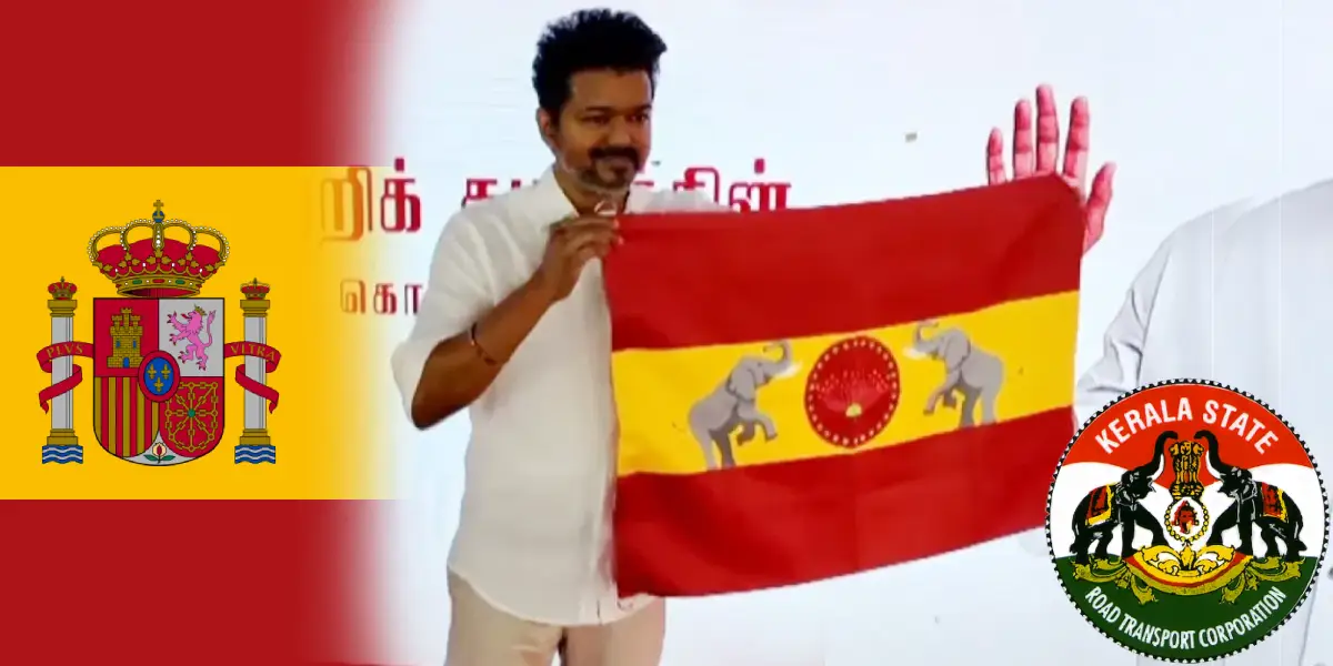 Spain Flag - Vijay's TVK Flag - Kerala Transport logo