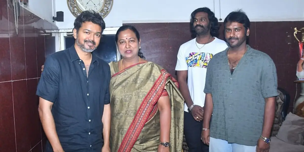 Vijay and TheGoat team with Vijayakanth family