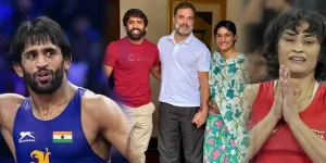 Bajrang Punia - Rahul Gandhi - Vinesh Phogat