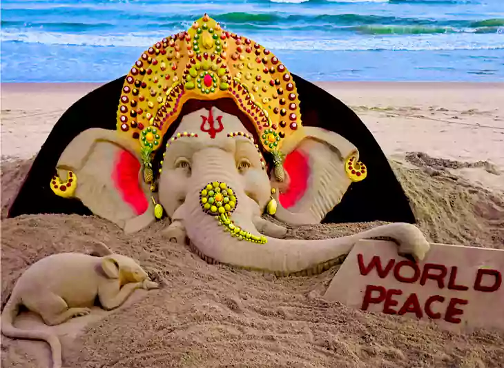 Ganesha SandArt at Puri beach