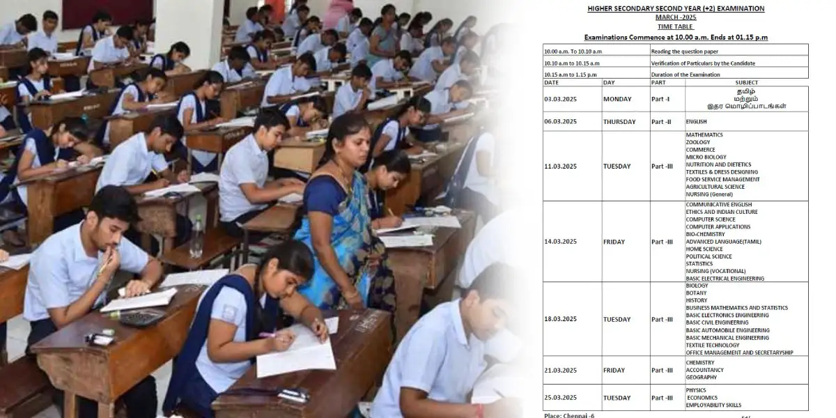 12th Public Examination Time Table