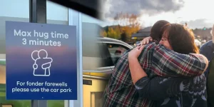 New Zealand Airport restricted to Good bye Hugs