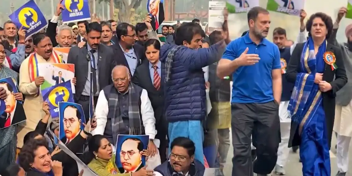 Congress MPs Protest - Mallikarjun Kharge - Rahul Gandhi - Priyanka gandhi