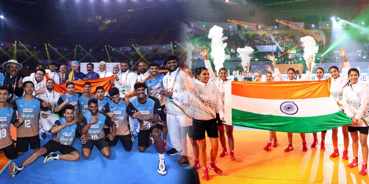 Kho Kho Worldcup 2025 champions - India mens team and India Women team