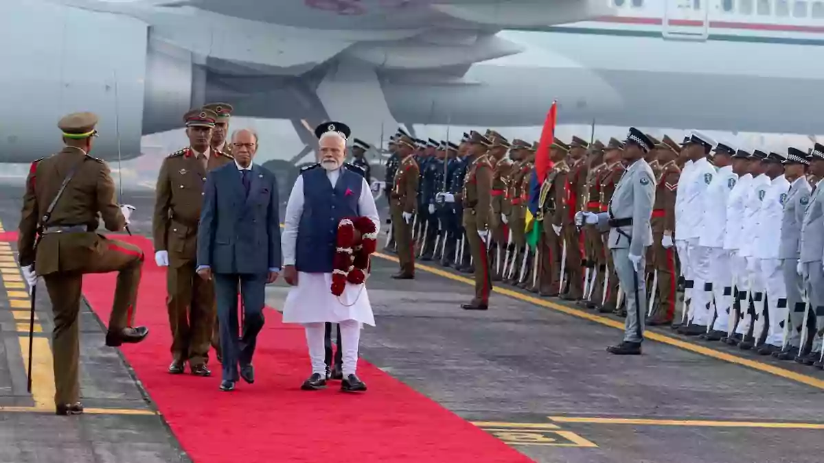 PM Modi Receives Grand Welcome In Mauritius